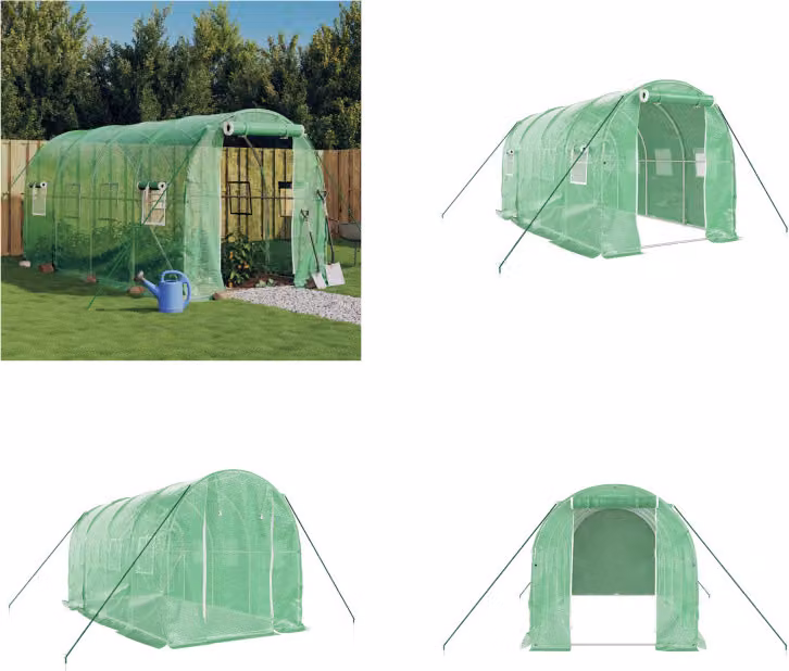 vidaXL Serra con telaio in acciaio verde 8 m² 4x2x2 m - Serra - Serre - Polytunnel - Serra calpestabile