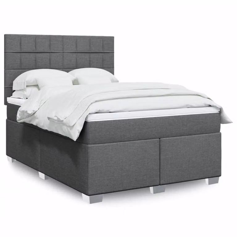 Maison Exclusive - Letto boxspring con materasso grigio scuro 160x200 cm tessuto
