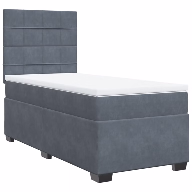 Giroletto a Molle con Materasso Grigio Scuro 100x200 cm Velluto