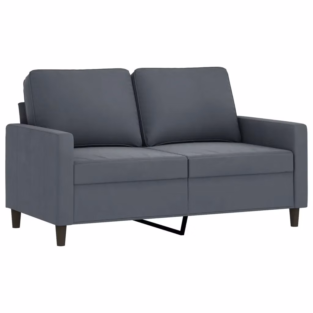 Divano moderno vidaXL in velluto grigio con struttura in metallo per il tuo soggiorno L: 138 cm, P: 80 cm, H: 77 cm – 2