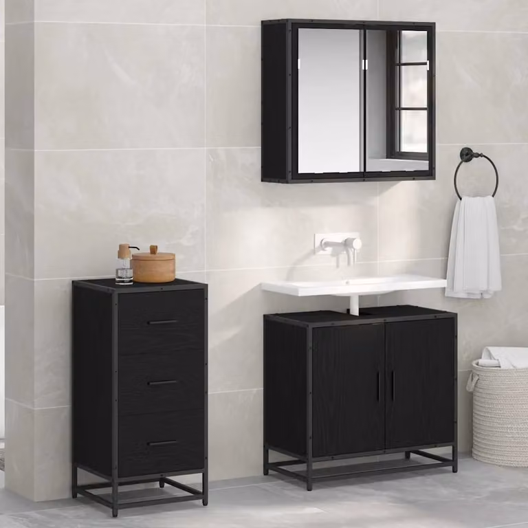 Credenza moderna vidaXL in MDF colore nero L 35,5 cm x P 35 cm x H 76 cm