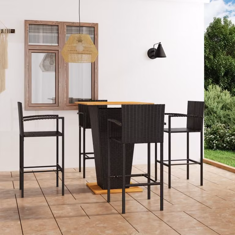Maison Exclusive - Set da bar da giardino, 5 pezzi, nero
