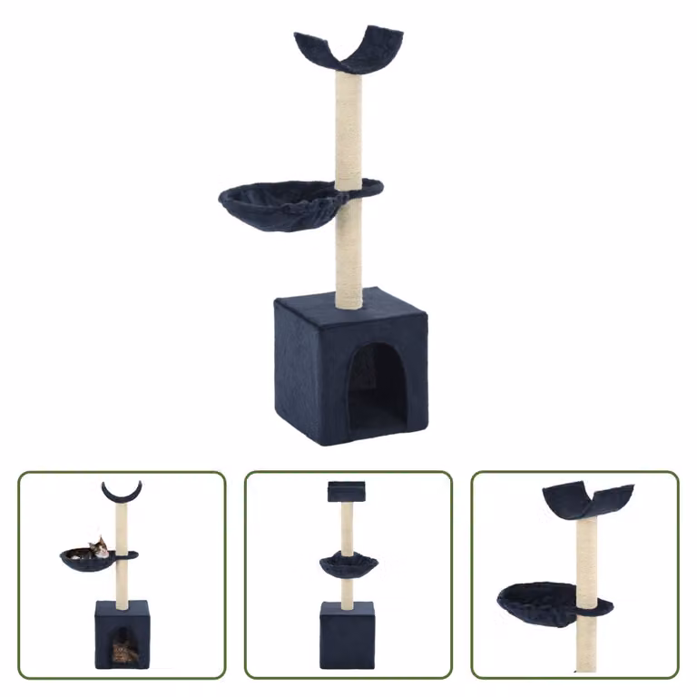 The Living Store Tiragraffi per gatti con tiragraffi in sisal 105 cm Blu