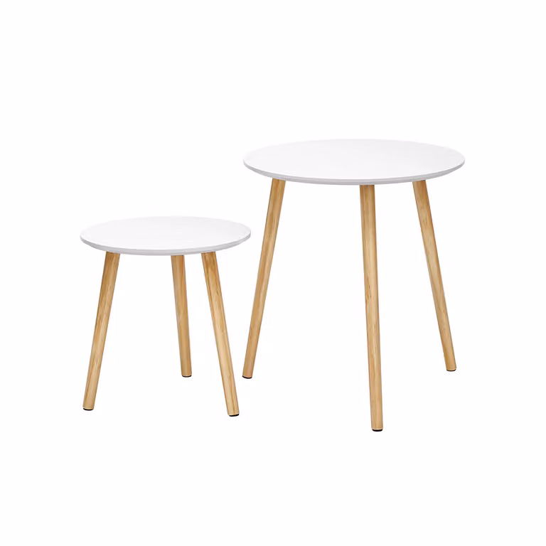 Set di 2 tavolini Rotondi da Salotto, Bianco