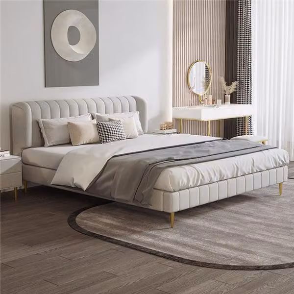 Betten Doppel Schlaf Zimmer Luxus Chesterfield Designer Bett Leder Hotel Metall