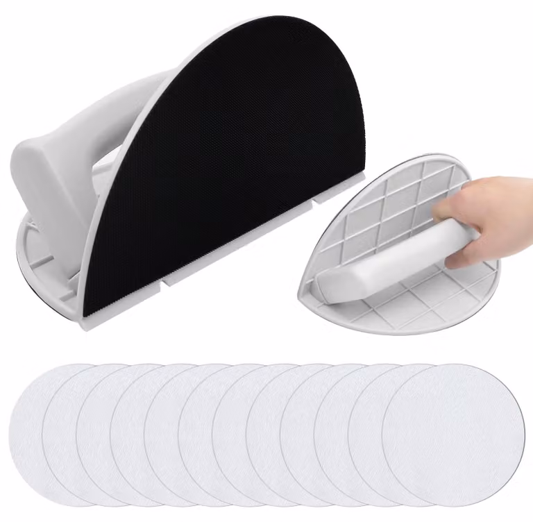 Levigatrice angolare per cartongesso, strumento a forma di semicerchio con 12 fogli di carta abrasiva a grana 180, smerigliatrice angolare autoadesiva per angoli