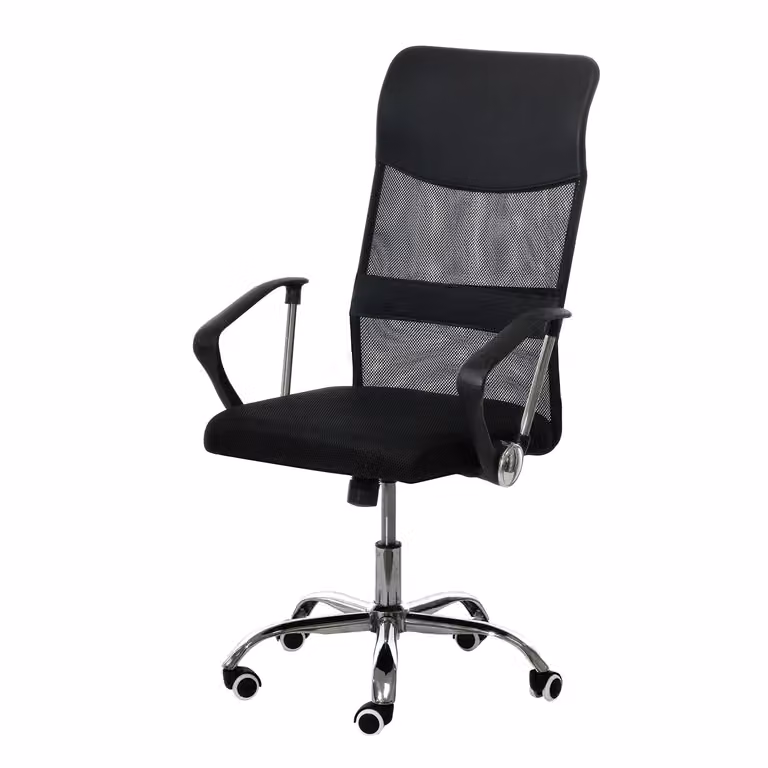 Sedia da ufficio girevole VESTIAMO CASA nera con braccioli e ruote, H 117 x L 63 x P 67 cm