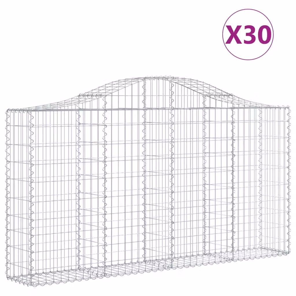 Cesti Gabbioni ad Arco 30 pz 200x30x100/120 cm Ferro Zincato