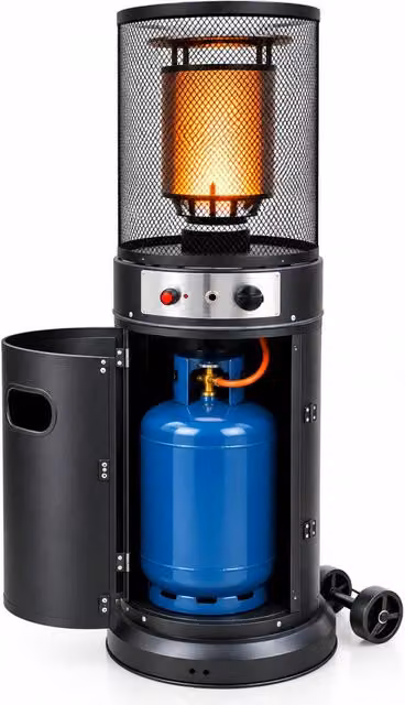 Stufa Patio Riscaldante da Esterno a Gas 13 kW con Ruote
