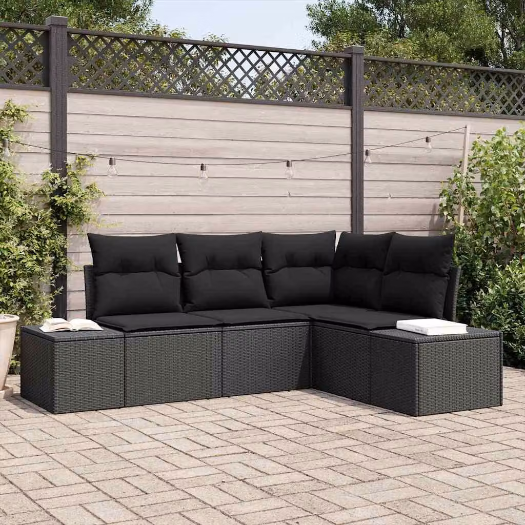 Maison Exclusive - Set da giardino composto da 4 pezzi, divano in rattan sintetico nero