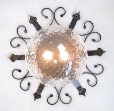 PLAFONIERA LAMPADA APPLIQUE GIGANTE FORGIATA CM.55 COLORE NERO ARGENTO