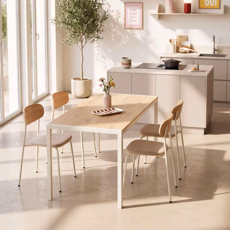 Tavolo da pranzo rettangolare in MDF bianco - Oviala Lipa
