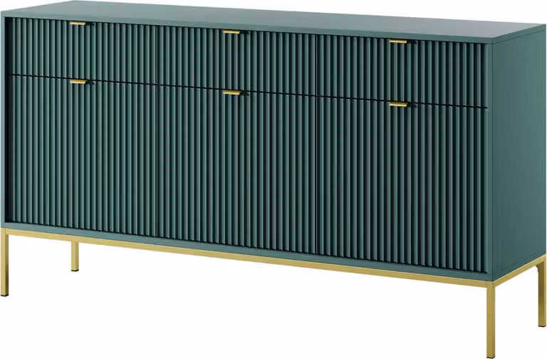 Cassettiera combinata larga MISHEEL - blu-verde / oro