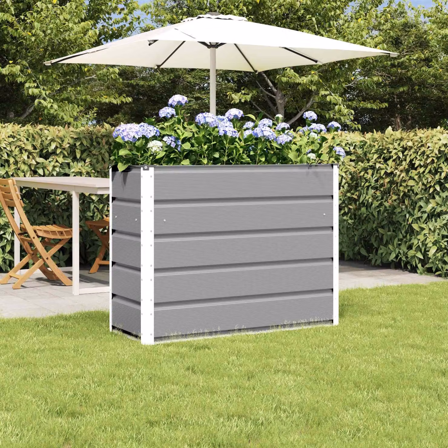 Fioriera vidaXL in acciaio e plastica, colore grigio, L 100 cm x P 40 cm x H 75 cm