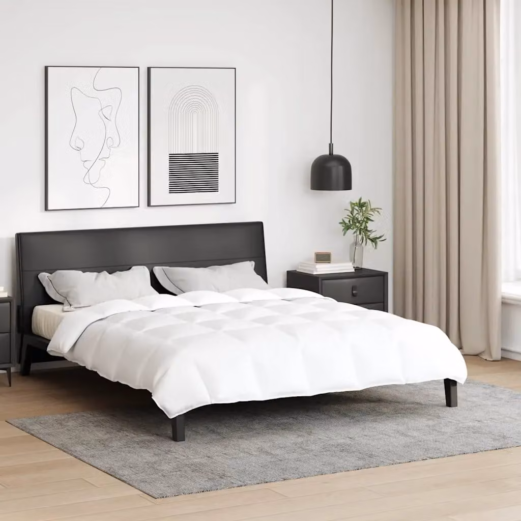 Piumone vidaXL in piume e cotone per primavera e autunno, Bianco, L 240 x P 220 cm