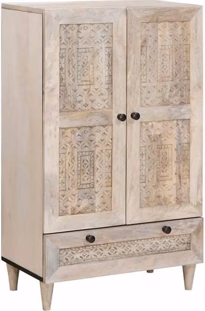 Credenza-Buffet-Armadio da cucina Bianco 60 x 33 x 100 cm legno massello di mango