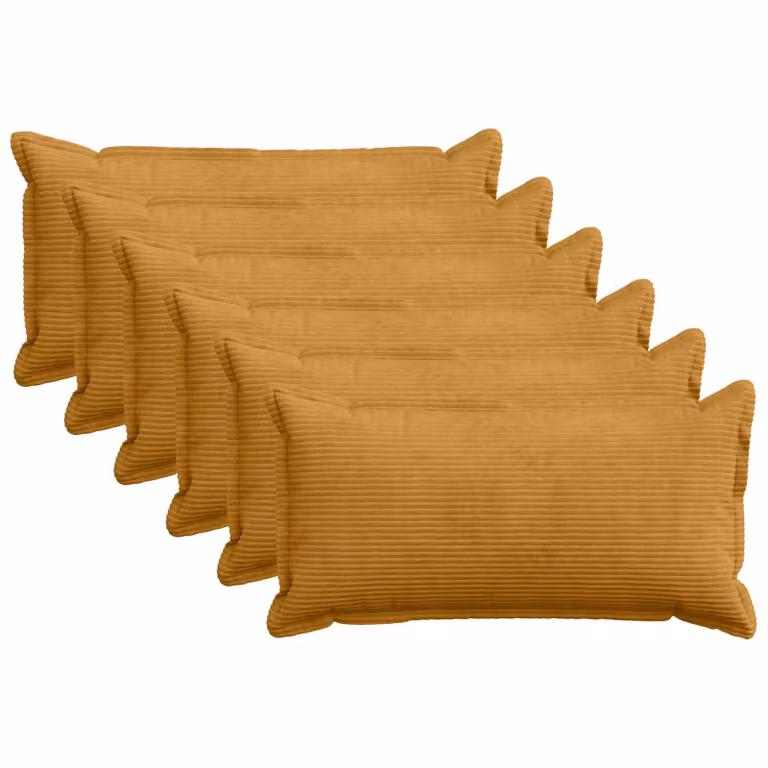 Set di 6 federe vidaXL HOUTEN in velluto a coste, colore giallo, L 80 x P 40 x H 40 cm