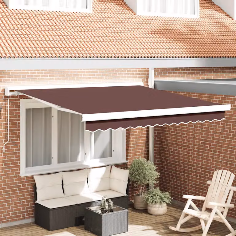 Tenda da sole retrattile manuale vidaXL in alluminio e poliestere, L: 300 cm, P: 250 cm, colore marrone