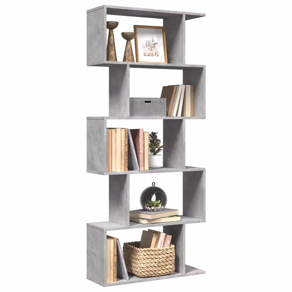 Libreria Divisorio vidaXL a 5 Piani in MDF Grigio Opaco, Design Moderno Geometrico, L 70 cm x P 24 cm x H 161 cm