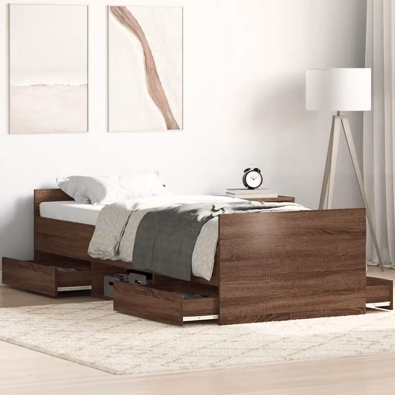 vidaXL Giroletto con Testiera e Pediera in Rovere Marrone L/P/H: 100 x 200 x 203 cm