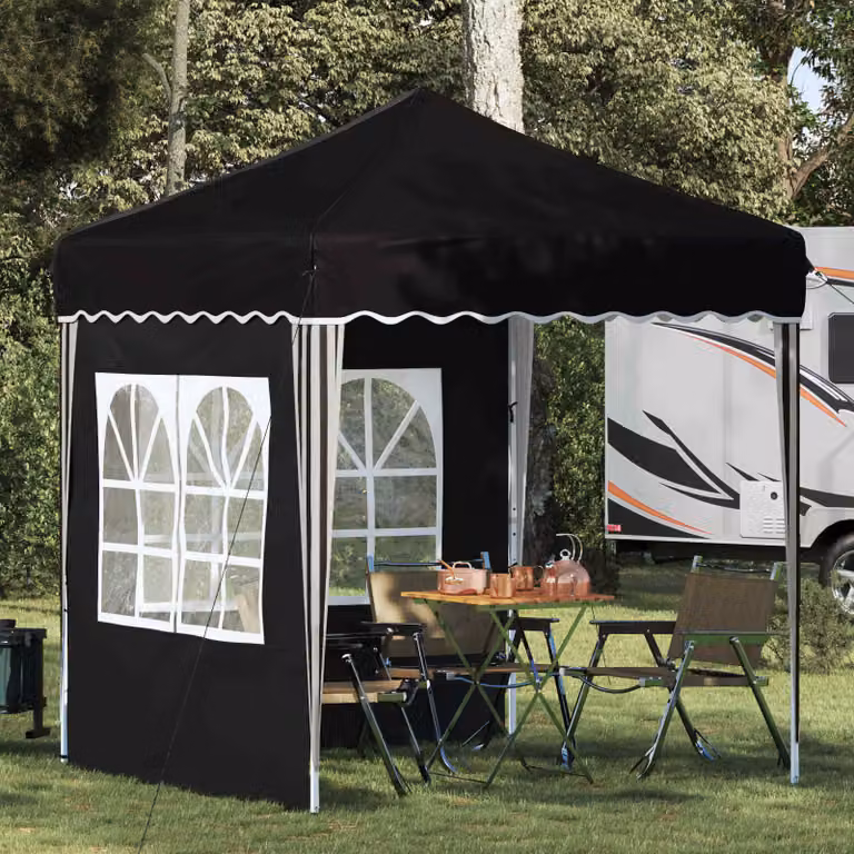 Tenda per feste pop-up vidaXL in tessuto Oxford e acciaio, Nero, L 195 x P 195 x H 245 cm