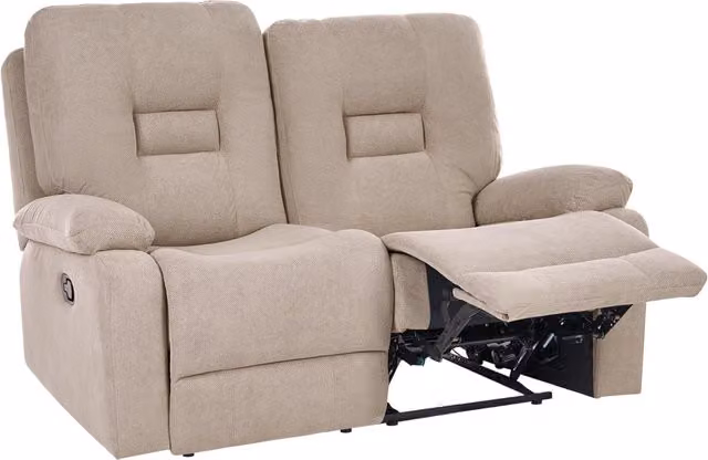 Divano reclinabile Beige Taupe 2 posti Schienale e poggiapiedi regolabili manualmente