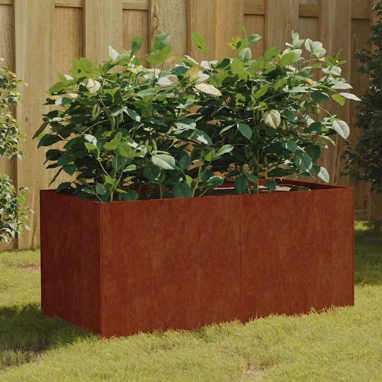 Fioriera vidaXL in acciaio Corten color marrone L 80 cm x P 40 cm x H 40 cm