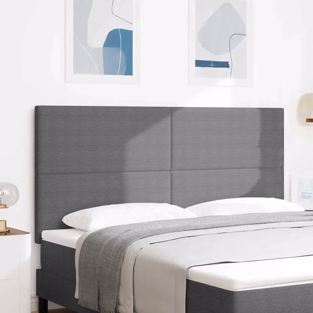 Testiera con illuminazione LED integrata in tessuto corduroy grigio chiaro, larghezza: 180 cm – 2