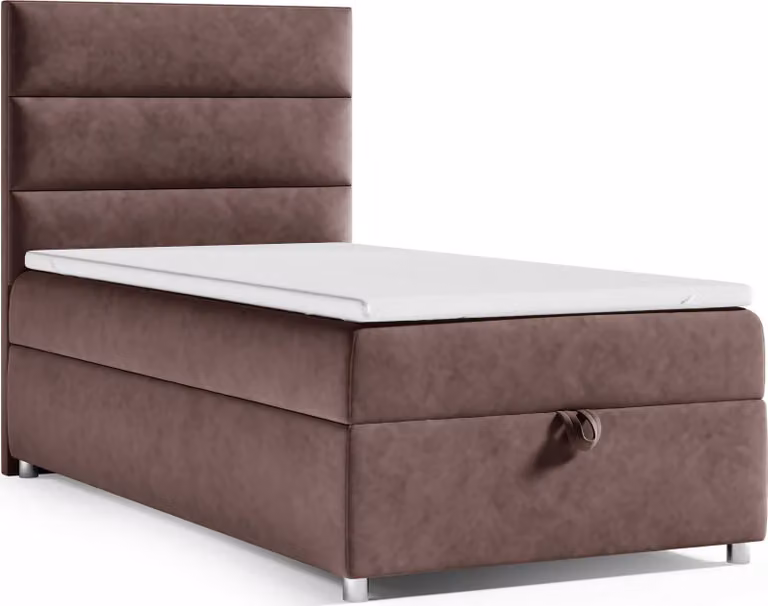 Best for Home Letto boxspring con contenitore Trinity K4-SINGLE 100x200 Materasso a molle Bonell incl. topper - Marrone