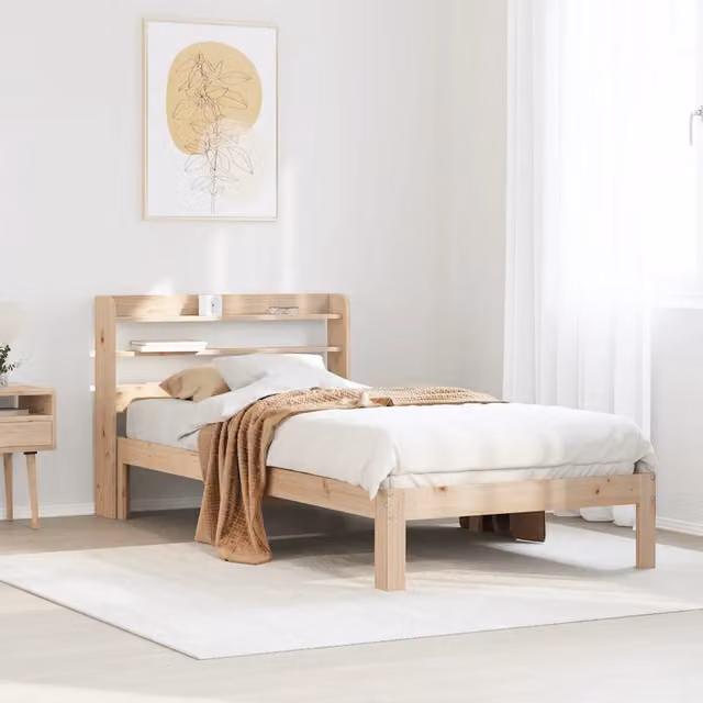 Letto con testiera in legno massello di pino vidaXL L/P/H: 216 x 90 x 151 cm