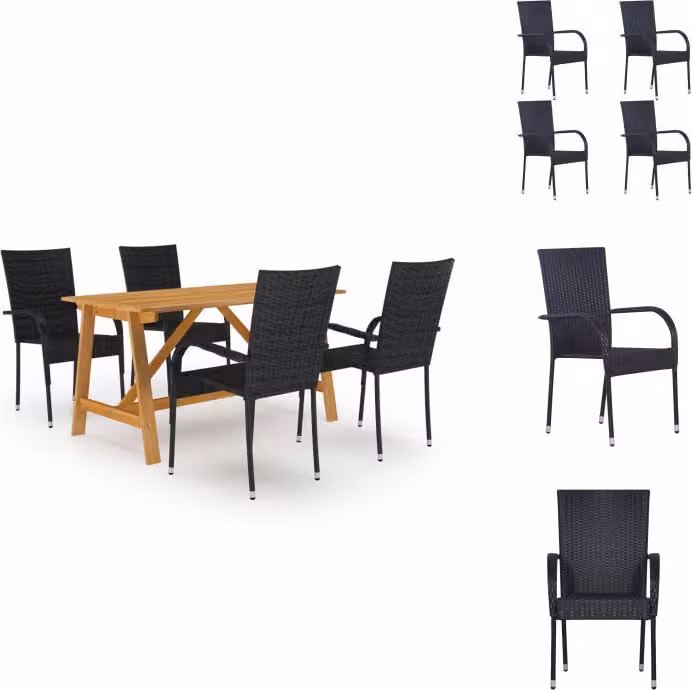 vidaXL Set da pranzo da giardino 5 pezzi nero - Set di mobili da giardino