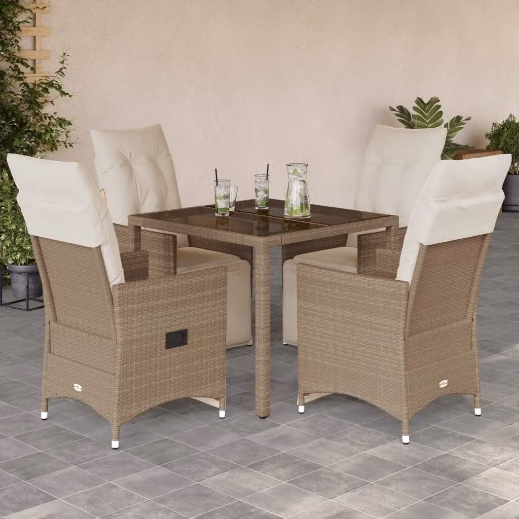 Maison Exclusive - Set da Bistrò da Giardino 5 pz con Cuscini Beige in Polyrattan