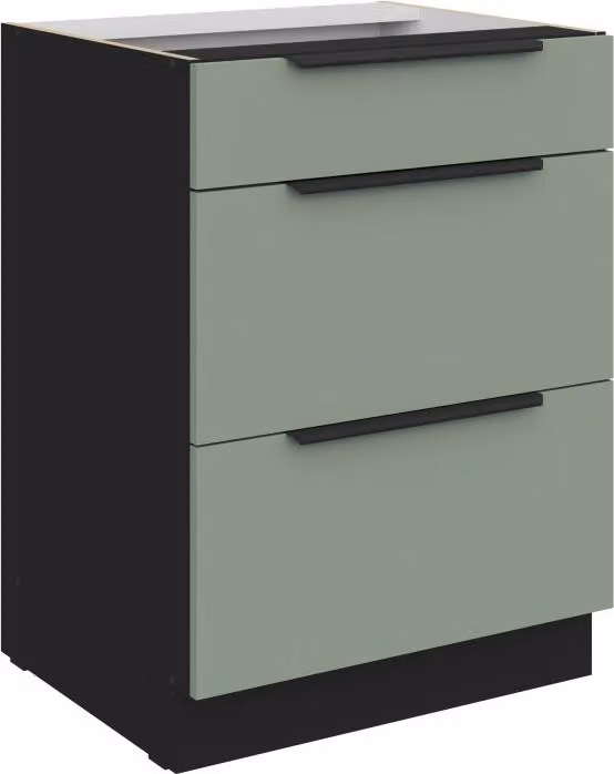 Cassettiera LUNARA - larghezza 60 cm, verde / nero
