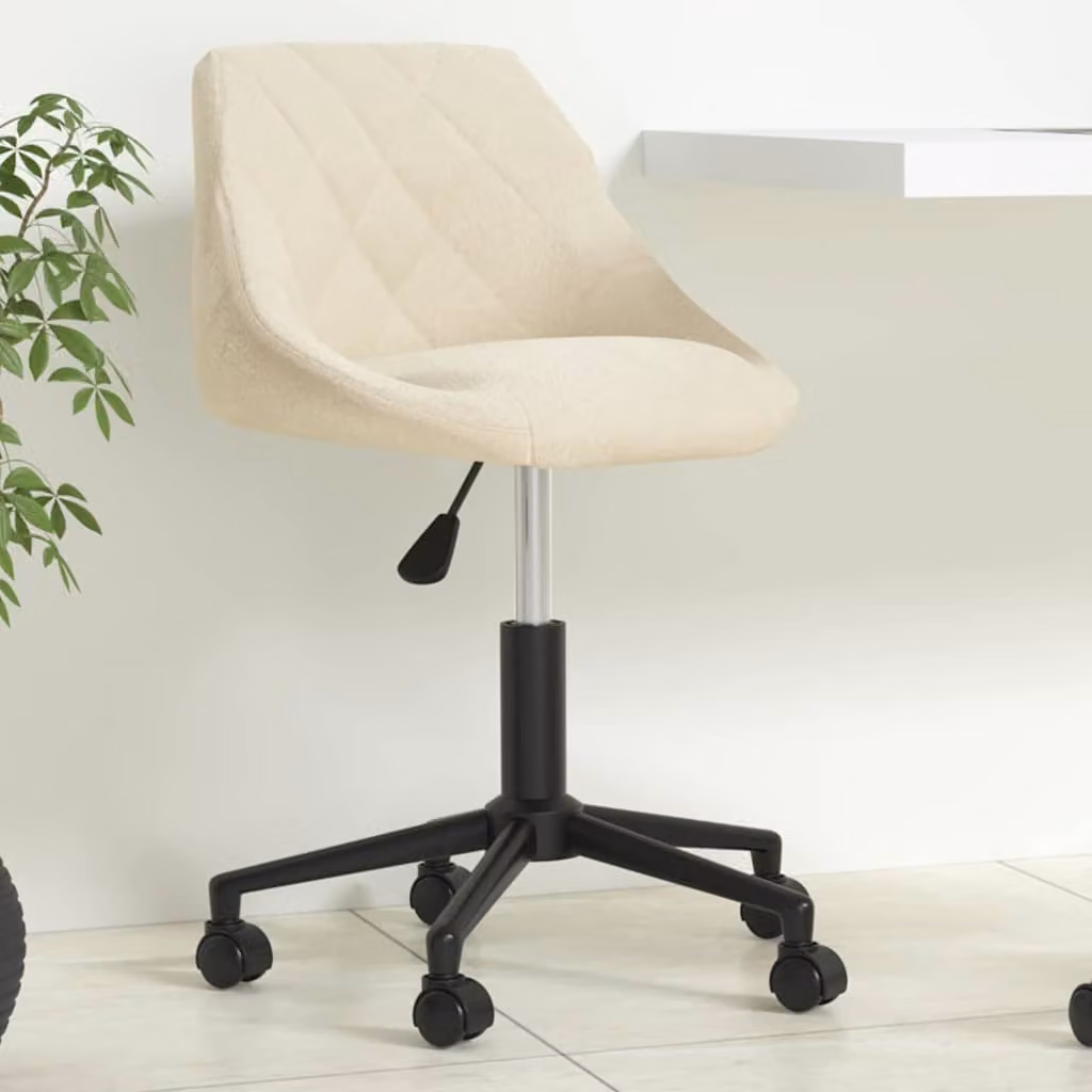 Sedia da ufficio girevole vidaXL in velluto beige con base in metallo e ruote