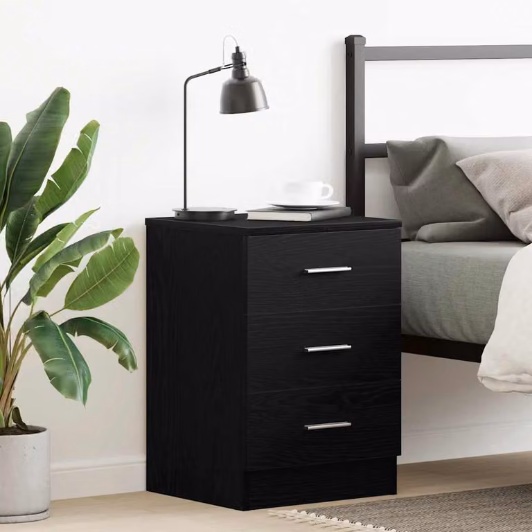 Comodino sospeso vidaXL in legno nero opaco L/P/H: 38 x 35 x 55 cm