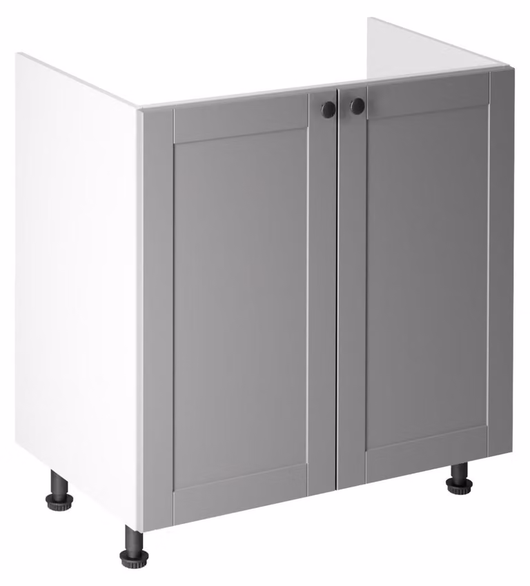 Mobile sottolavabo a due ante LUMEA - larghezza 80 cm, grigio/bianco