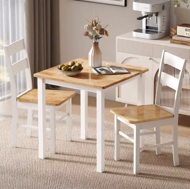 Tavolo da pranzo quadrato in legno di gomma 69 x 69 cm effetto rovere