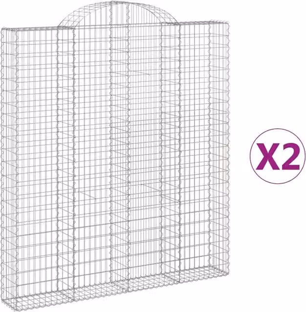 Cesti Gabbioni ad Arco 2 pz 200x30x220/240 cm Ferro Zincato