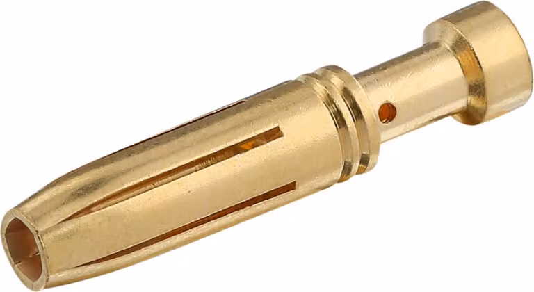 Connettore a crimpare HARTING E-Crimpkontakt, connettore femmina (F), sezione 1,5mm², AWG16, placcato in oro, 1 pezzo. Materiale: lega di rame. Quantità: 1 pezzo