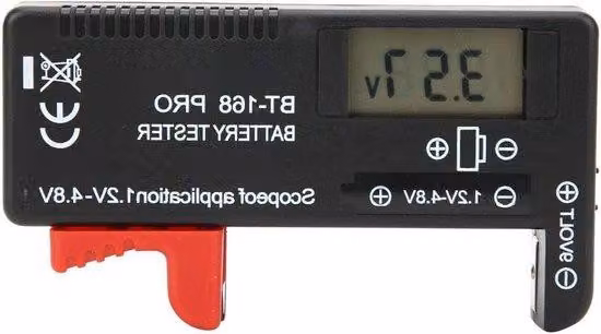 Tester per batterie con display LCD per CR2032, LR44, L736, 6F22, 9V, AAA, AA, D, 18650, 16340, 14500, 10440: tester per batterie di diverse dimensioni.