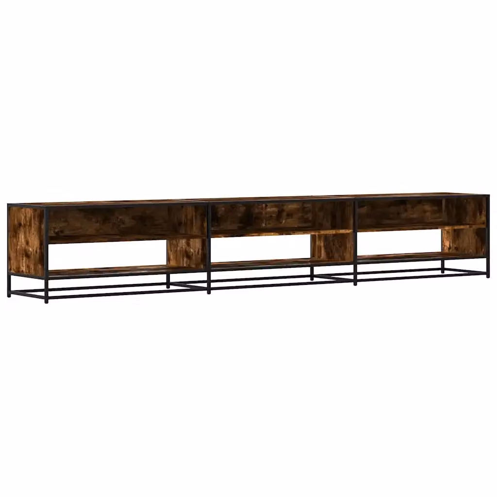 Mobile Porta TV Industrial vidaXL in Rovere e Metallo, Colore Marrone, L/P/H: 270 x 40 x 46 cm – 2