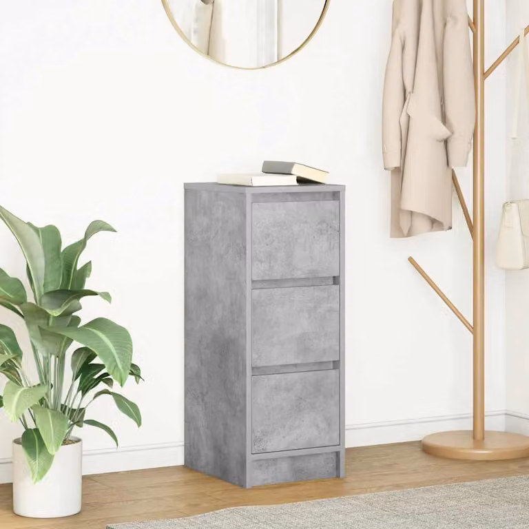 Credenza moderna vidaXL in legno multistrato e MDF, colore grigio, sospesa a parete, L/P/H: 29,5 x 34 x 76 cm