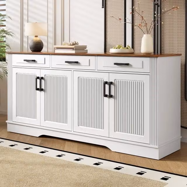 Credenza e madia con 4 ante, 3 cassetti e 2 vani con ripiani fissi, per soggiorno e sala da pranzo, 160 × 40 × 75 cm