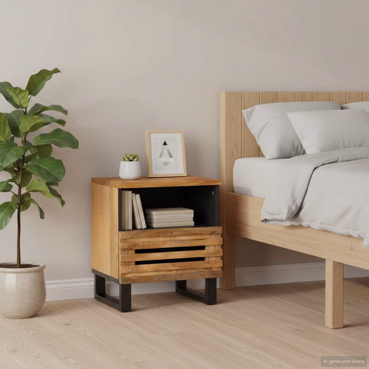 Set di 2 comodini vidaXL in legno di mango marrone L 40 cm x P 34 cm x H 46 cm