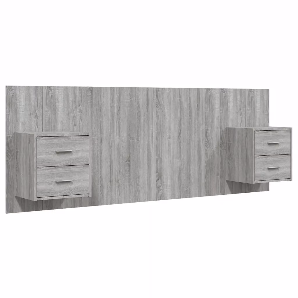 vidaXL Testiera Letto con Comodini Integrati in Legno Multistrato Grigio L: 120 cm, H: 80 cm, P: 80 cm – 2