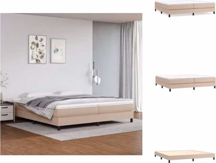 vidaXL Letto a molle insacchettate cappuccino-marrone 200x200 cm in Pelle finta - Letti e strutture letto