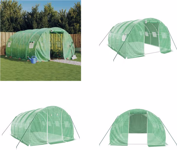 vidaXL Serra con telaio in acciaio verde 12 m² 4x3x2 m - Serra - Serre - Polytunnel - Serra calpestabile