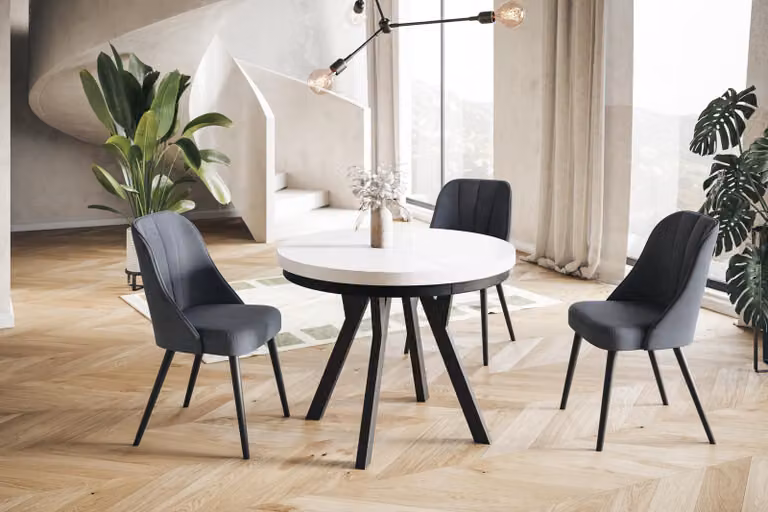 Alpi Moebel, Tavolo da Pranzo Evo, Tavolo per Mangiare Allungabile, Diametro da 80 - 130 cm, Bianco