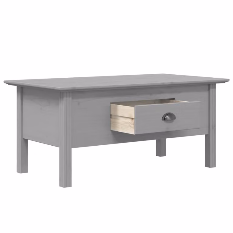 Tavolino da Salotto BODO 100x55x46cm Legno Massello Pino Grigio