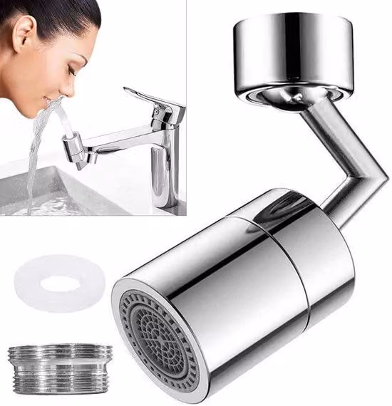 Aeratore per rubinetto cromato, a 2 vie, orientabile, per bagno e cucina